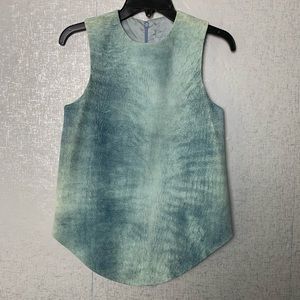 Wayne Leather Sleeveless Top Blue